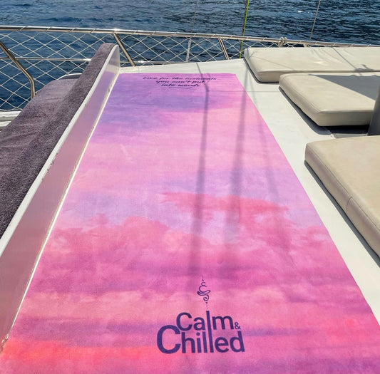 Calm and Chilled Travel Yoga Mat - Best Yoga Mat for Travel and Hot Yoga.