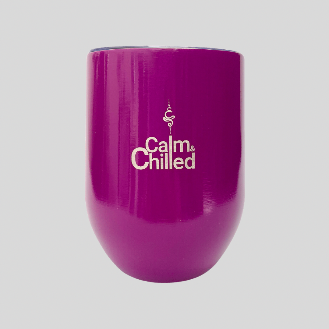 Calm & Chilled Vacuum Insulated Stainless Steel Tumbler in Glossy Purple. Free Personalisation!