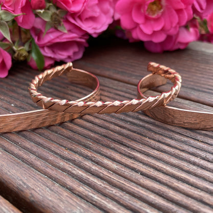 Pure copper bangles in 4 styles made in UK