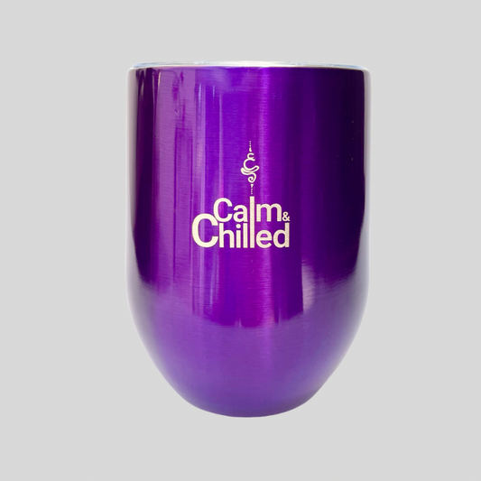 Calm & Chilled Vacuum Insulated Stainless Steel Tumbler in Metallic Dark Purple. Free Personalisation!