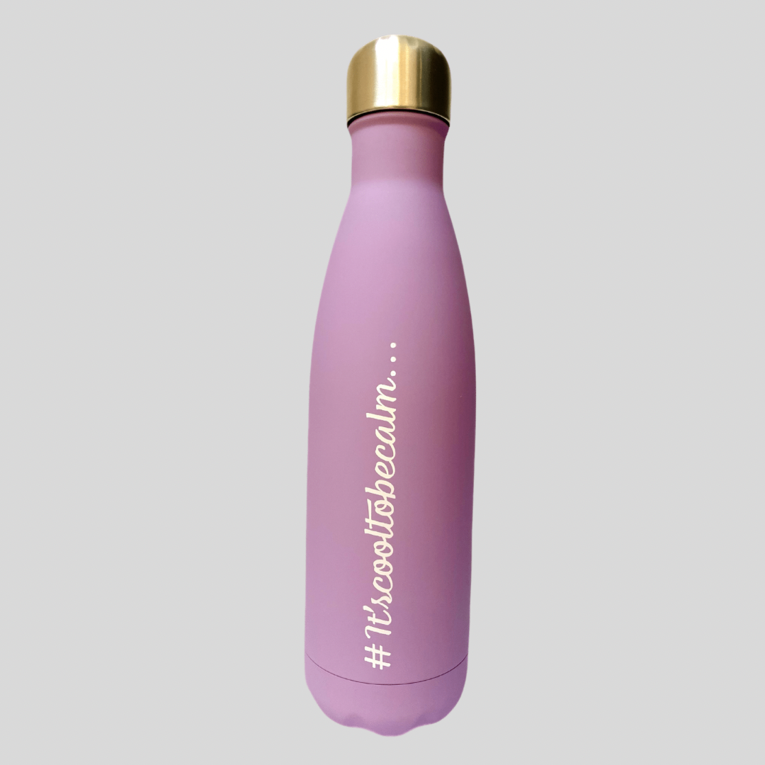 Calm & Chilled Vacuum Insulated 500ml Stainless Steel Water Bottle in Lilac Rubber Finish 500ml. Free Personalisation