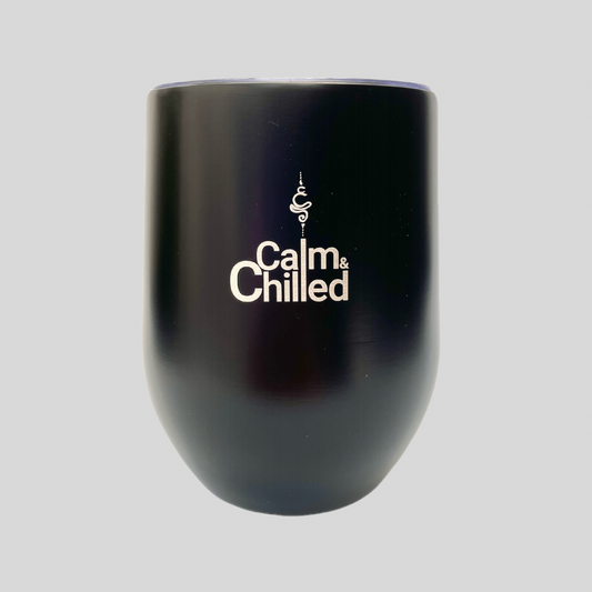 Calm & Chilled Vacuum Insulated Stainless Steel Tumbler in Black. Free Personalisation!