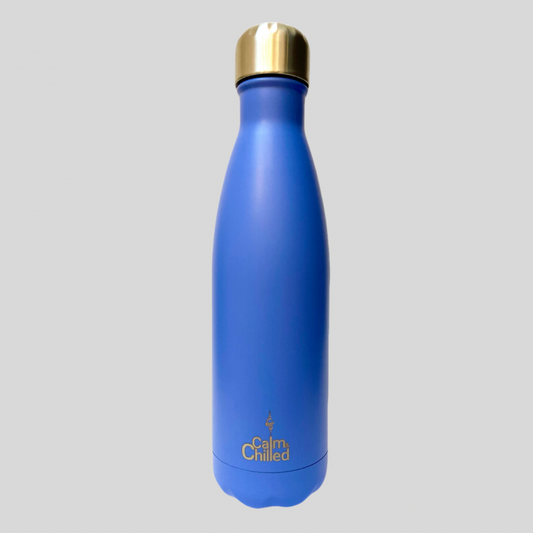 Calm & Chilled Vacuum Insulated 500ml Stainless Steel Water Bottle in Matte Cobalt 500ml. Free Personalisation