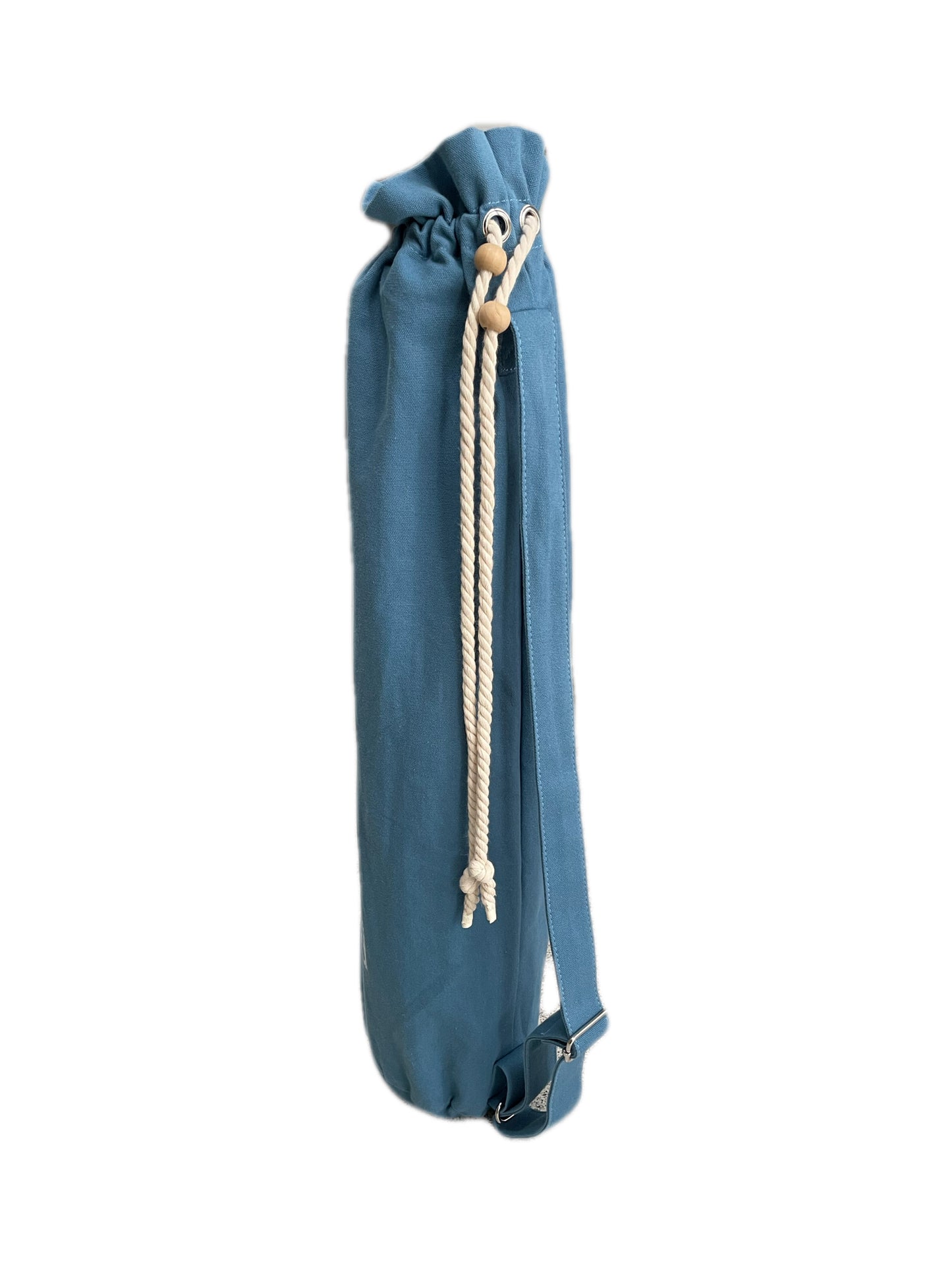 Calm & Chilled Canvas Yoga Mat Bag with Beaded Drawstring Closure.