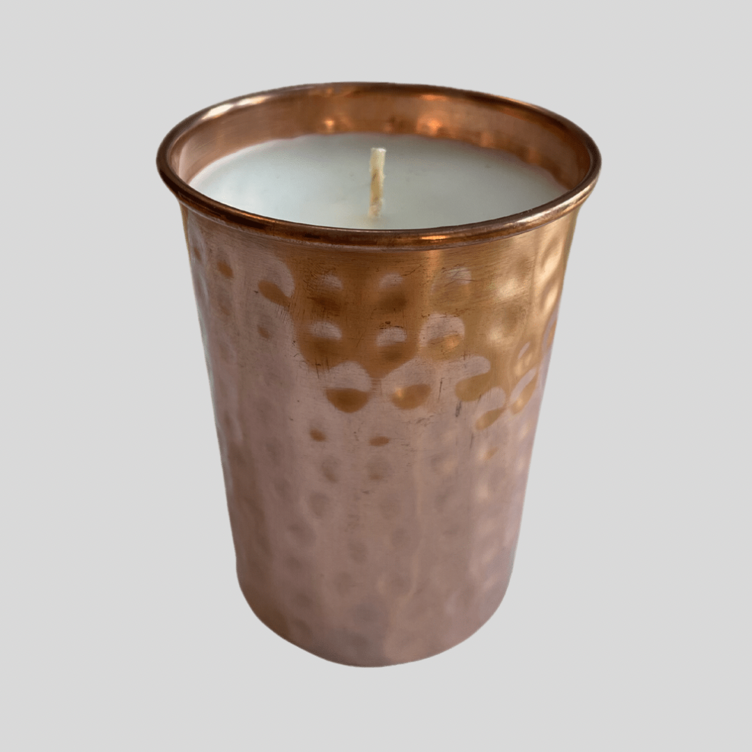 Calm & Chilled Harmony Luxury Hand poured Scented Candle in Handmade Copper Container.