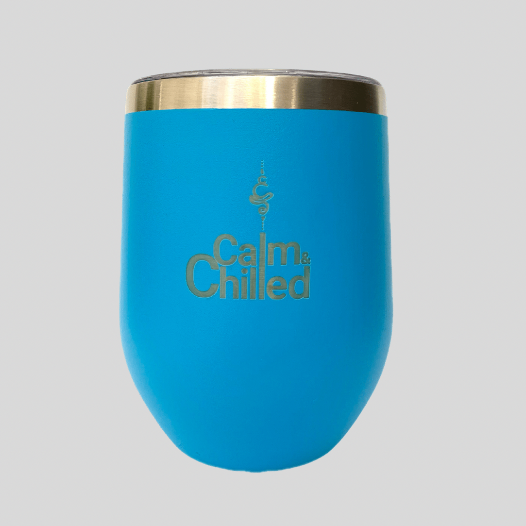 Calm & Chilled Vacuum Insulated Stainless Steel Tumbler in Hammered Royal Blue. Free Personalisation!