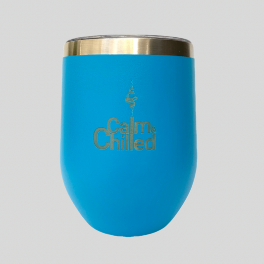 Calm & Chilled Vacuum Insulated Stainless Steel Tumbler in Hammered Royal Blue. Free Personalisation!