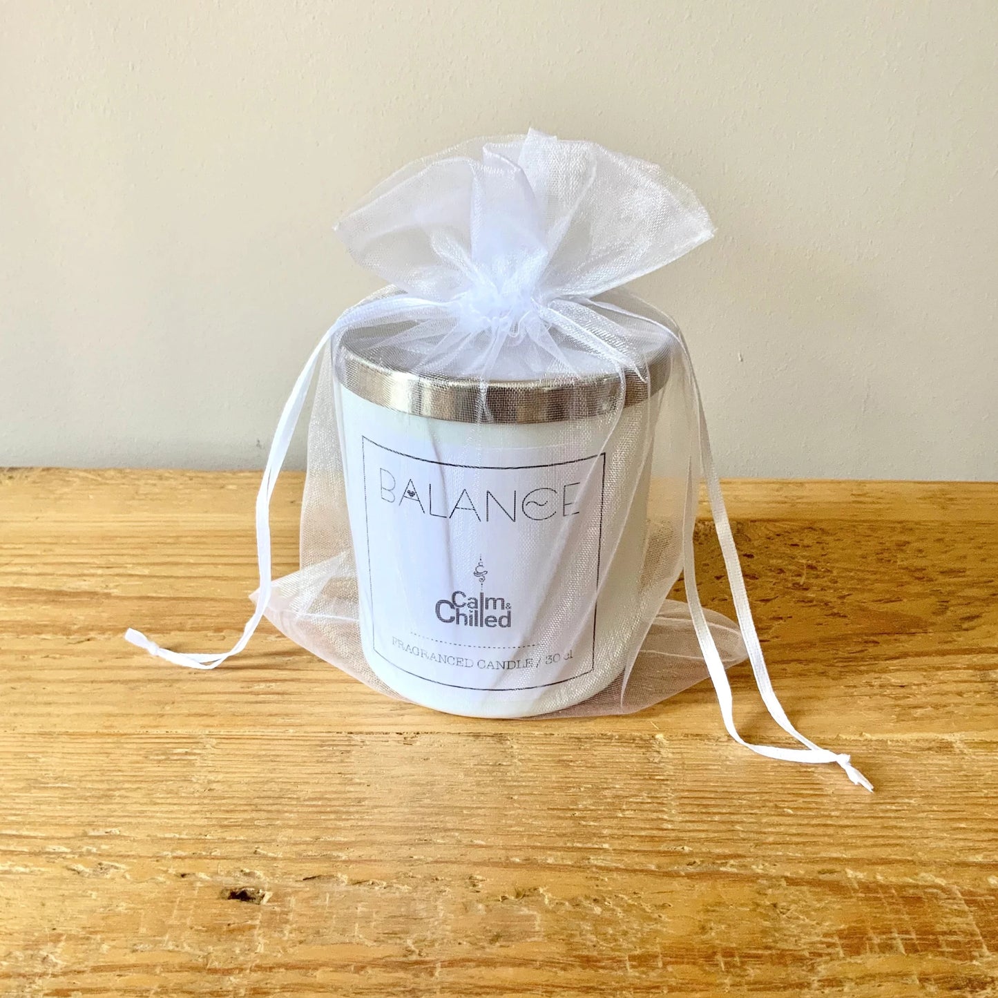 Calm & Chilled Balance Luxury Hand poured Scented Candle in White 30cl