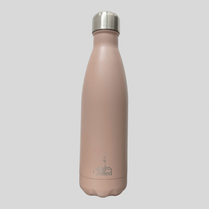 Calm & Chilled Vacuum Insulated 500ml Stainless Steel Water Bottle in Hammered Dusty Pink 500ml. Free Personalisation