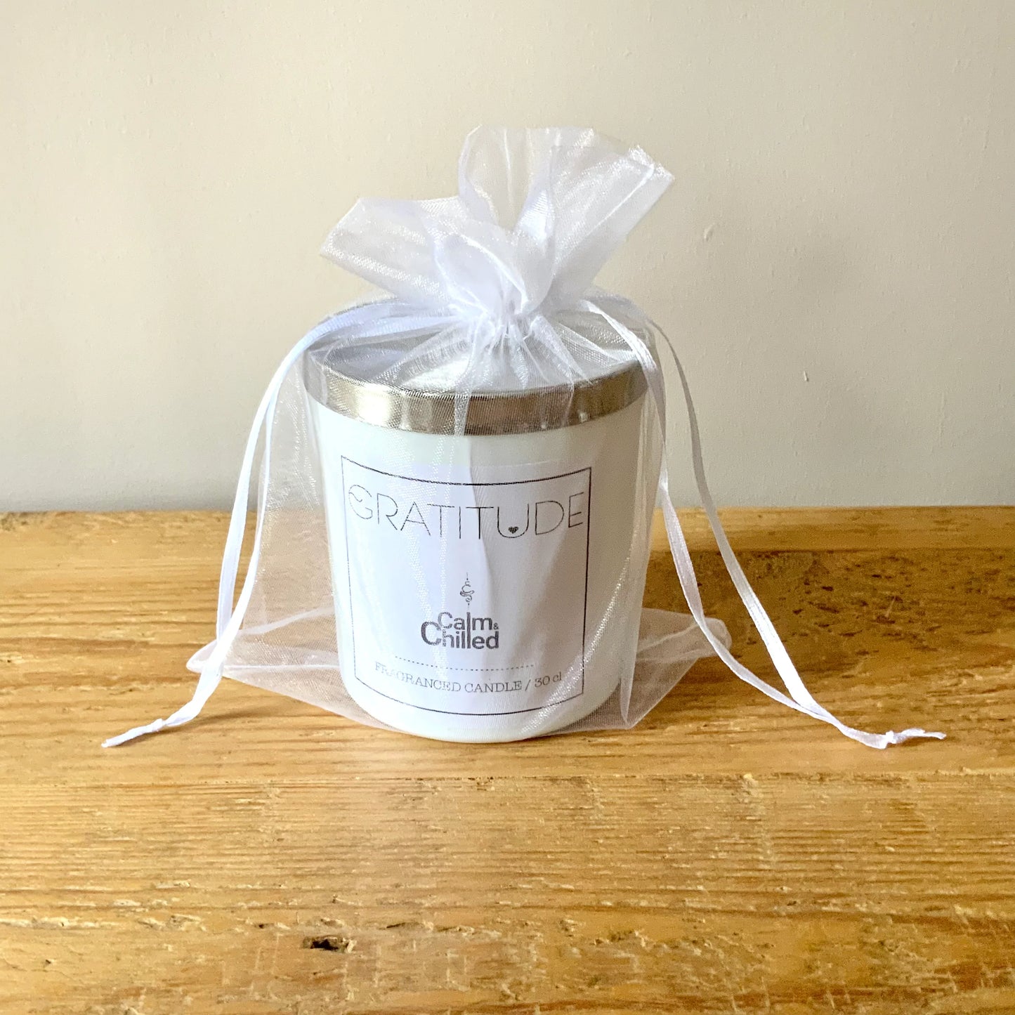 Calm & Chilled Gratitude Luxury Hand poured Scented Candle in White 30cl