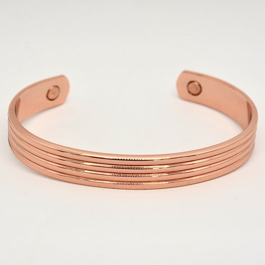 Striped effect rose gold magnetic bangle