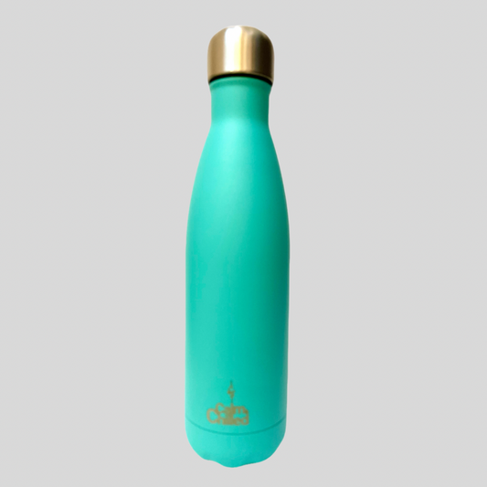 Calm & Chilled Vacuum Insulated 500ml Stainless Steel Water Bottle in Matte Aqua Blue 500ml. Free Personalisation