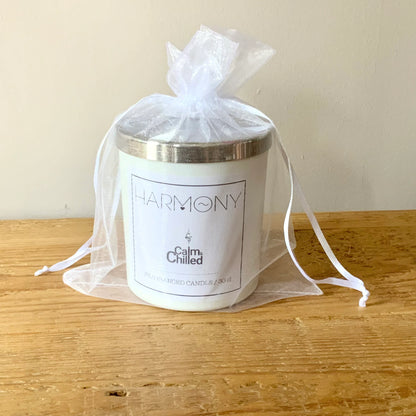 Calm & Chilled Harmony Luxury Hand poured Scented Candle in White 30cl