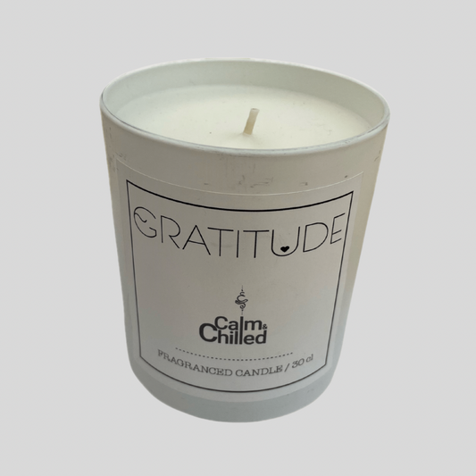 Calm & Chilled Gratitude Luxury Hand poured Scented Candle in White 30cl