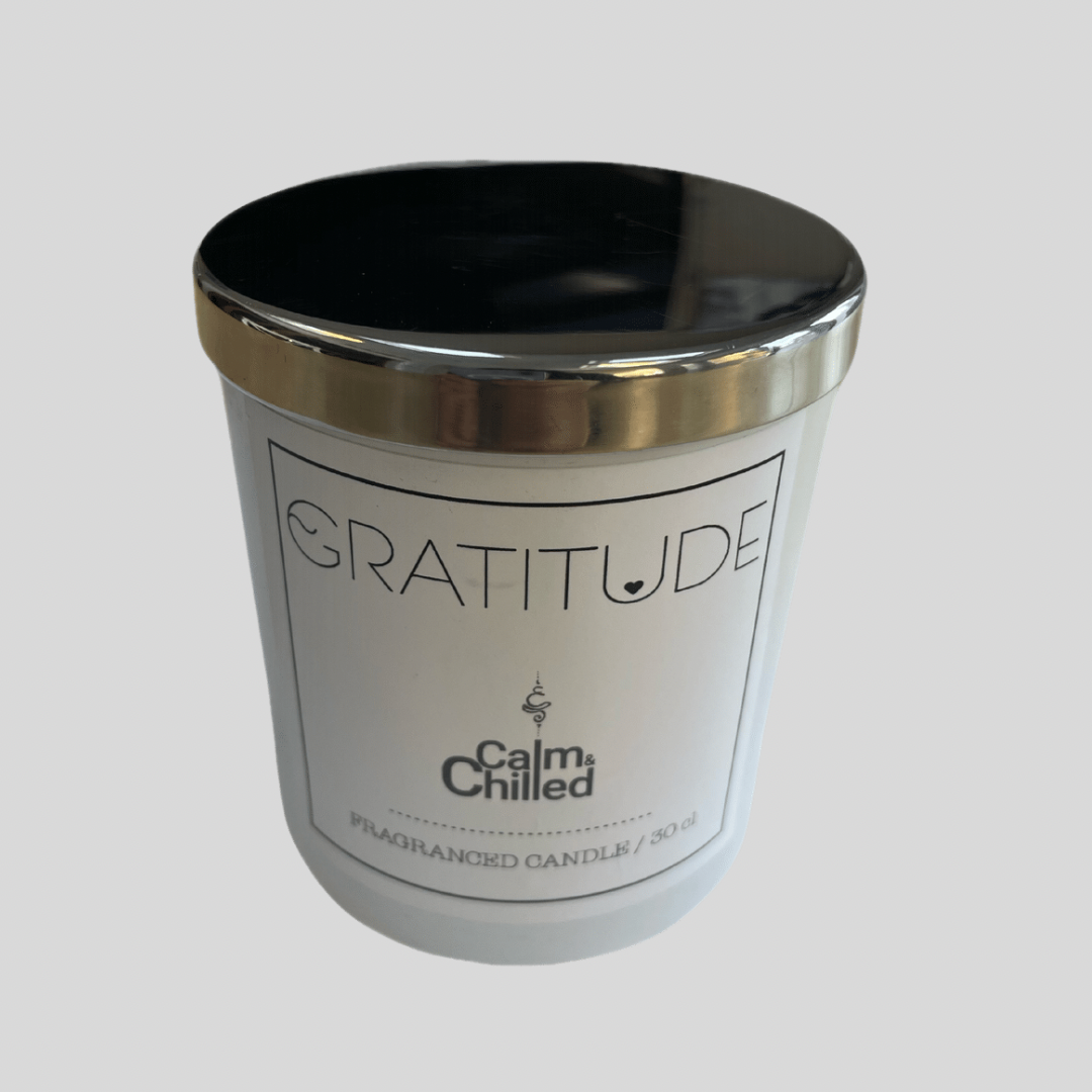 Calm & Chilled Gratitude Luxury Hand poured Scented Candle in White 30cl