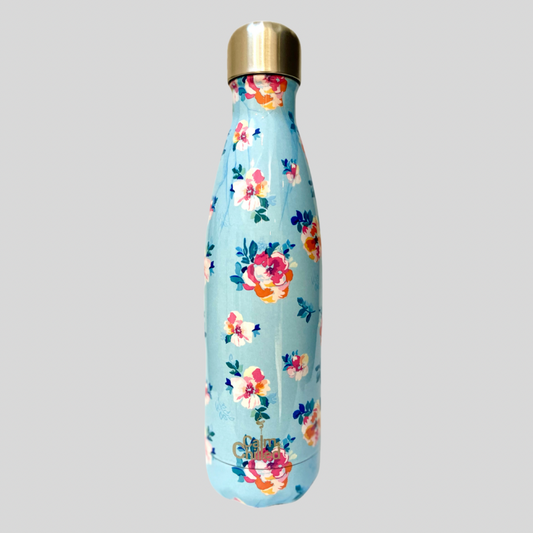 Calm & Chilled Vacuum Insulated 500ml Stainless Steel Water Bottle in Floral Print 500ml. Free Personalisation