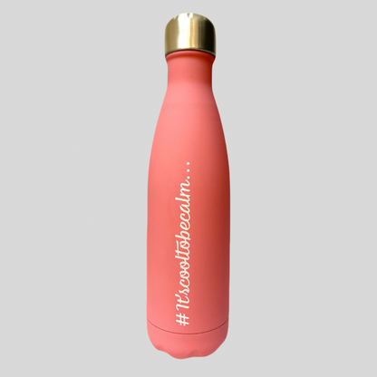 Calm & Chilled Vacuum Insulated 500ml Stainless Steel Water Bottle in Pink Rubber Finish 500ml. Free Personalisation