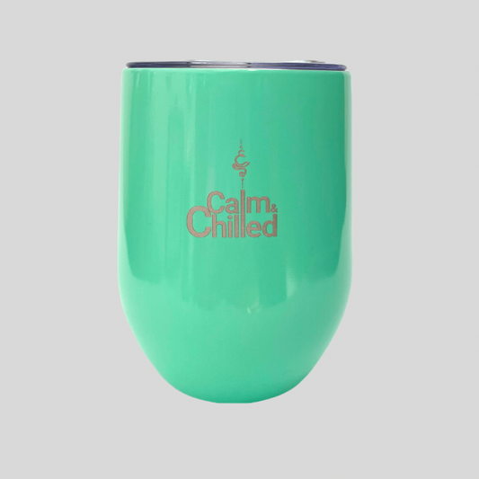 Calm & Chilled Vacuum Insulated Stainless Steel Tumbler in Glossy Aqua Green. Free Personalisation!